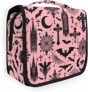 MNSRUU Hanging Toiletry Bag Black Gothic Moon Spider Webs and Bats Travel Makeup bag for Toiletries Portable Travel Toiletry Organizer Cosmetic Bags with Hanging Hook