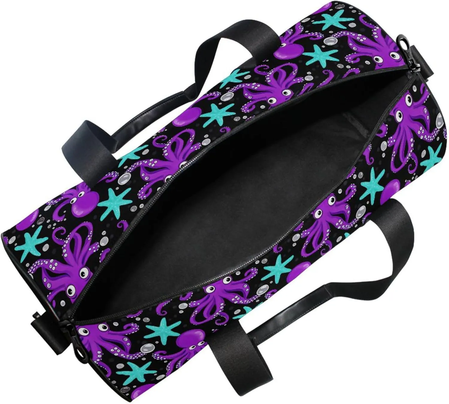MNSRUU Sports Duffel Bags, Purple Octopus Starfish Athletic Gym Bag Overnight Workout Travel Tote Luggage for Men Women Yoga