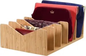 MobileVision Bamboo Purse & Wallet Organizer, Shelf Dividers for Closet or Dresser Organization and Storage, 5 dividers for clutches to mid-size handbags