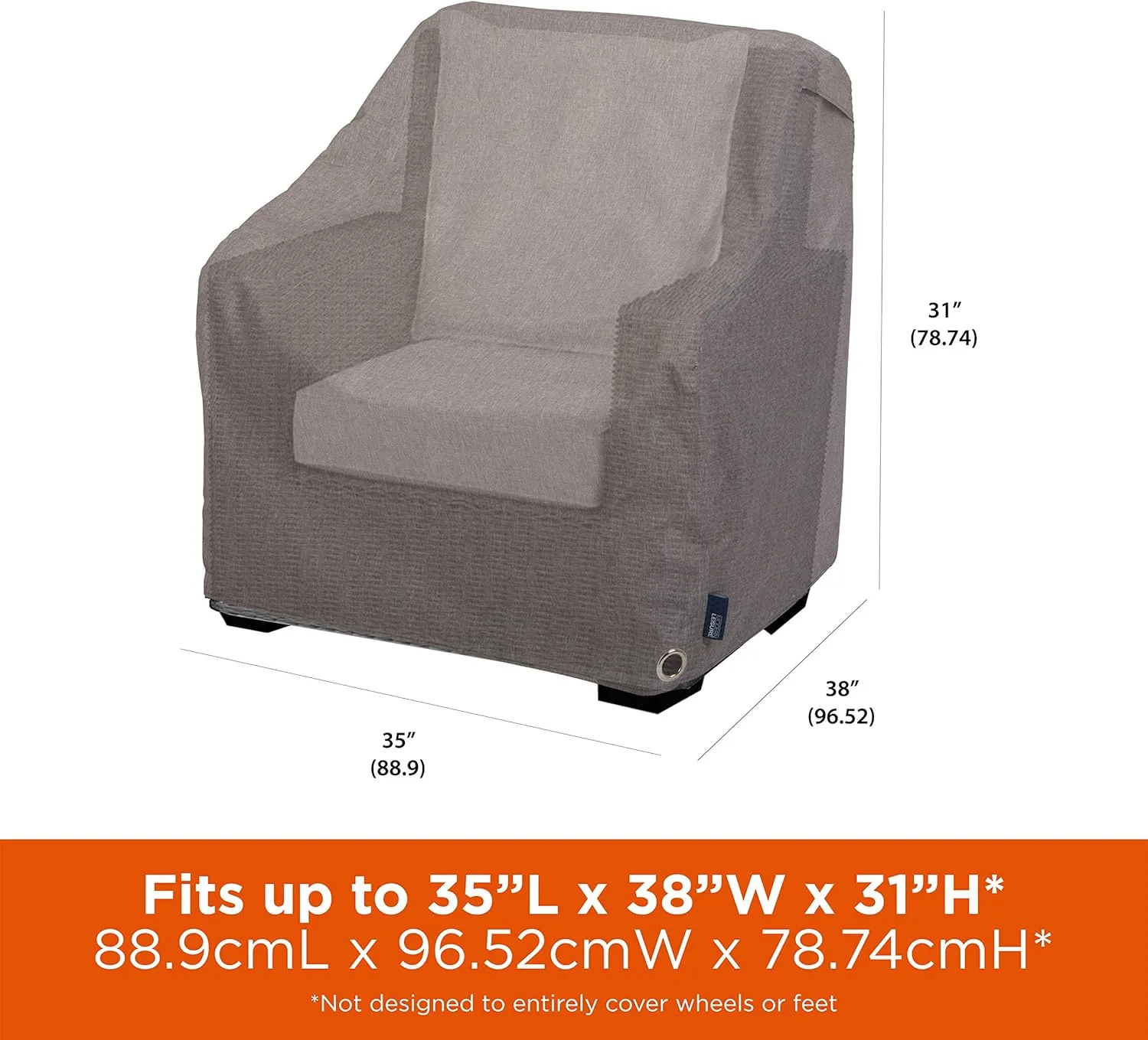 Modern Leisure Garrison Patio Lounge/Club Chair Cover - Water-Resistant Fabric - Outdoor Furniture Protection Perfect for Patio, Deck, and Porch - 35" L x 38" W x 31" H - Granite