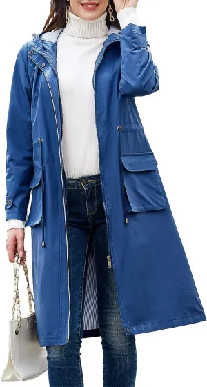 MODFUL Womens lightweight Jackets Waterproof Rain Jacket Windbreaker Outdoor Trench Coats With Hood
