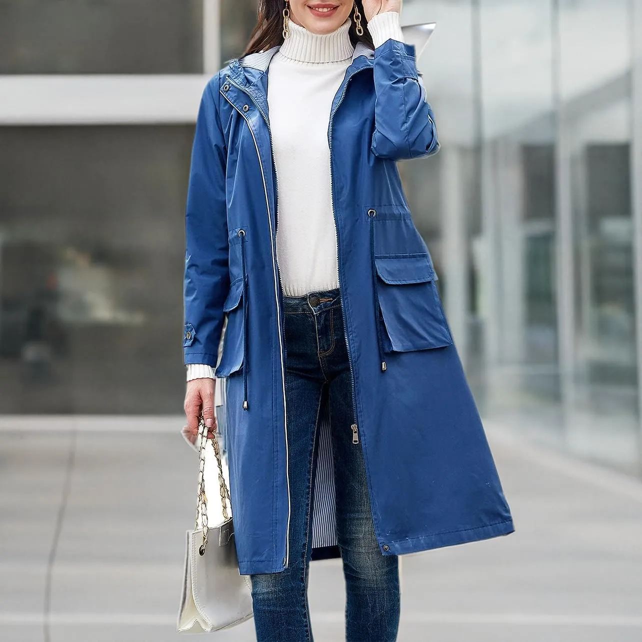 MODFUL Womens lightweight Jackets Waterproof Rain Jacket Windbreaker Outdoor Trench Coats With Hood