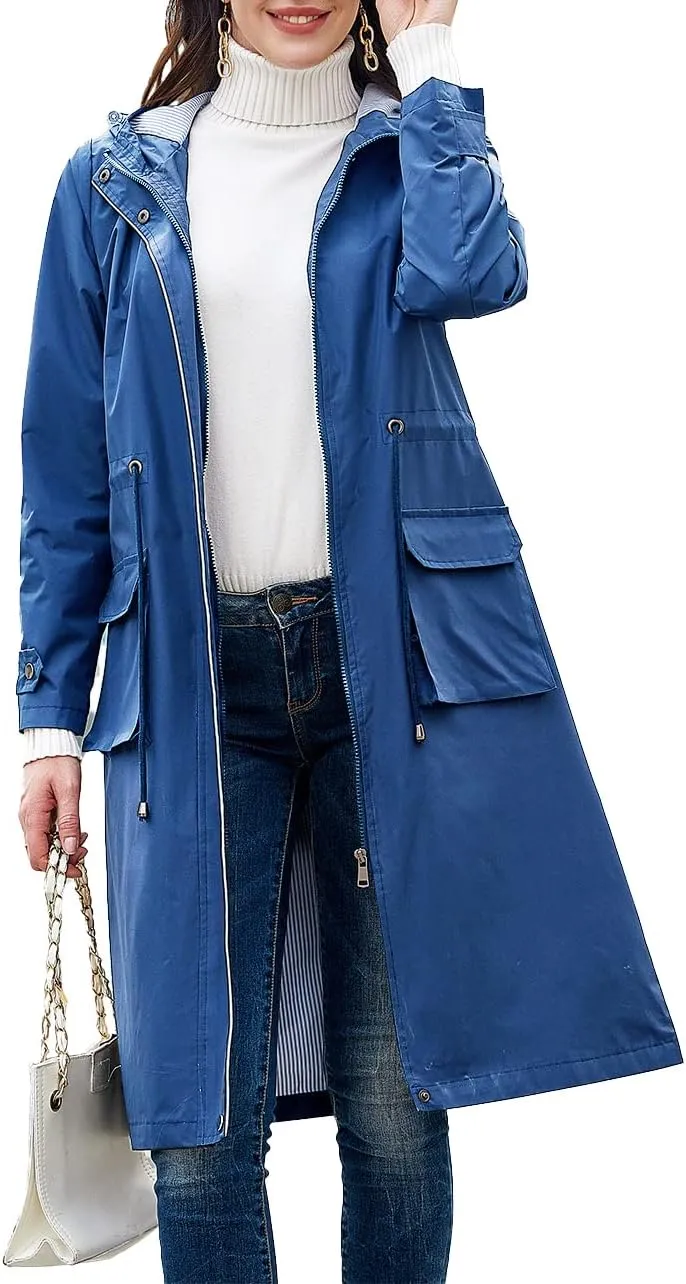 MODFUL Womens lightweight Jackets Waterproof Rain Jacket Windbreaker Outdoor Trench Coats With Hood