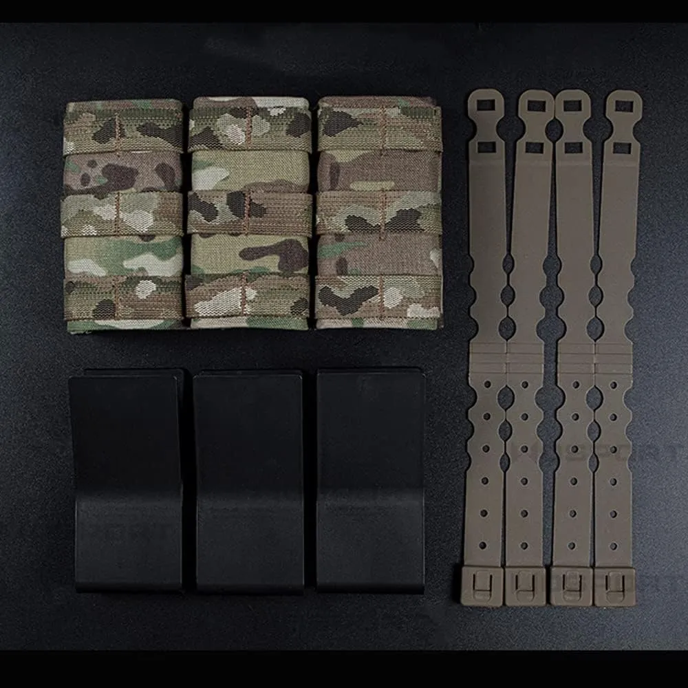 MOLLE Triple 5.56mm Magazine Pouch with Mag Pouch Insert Set, Mag Carrier Holder Pocket