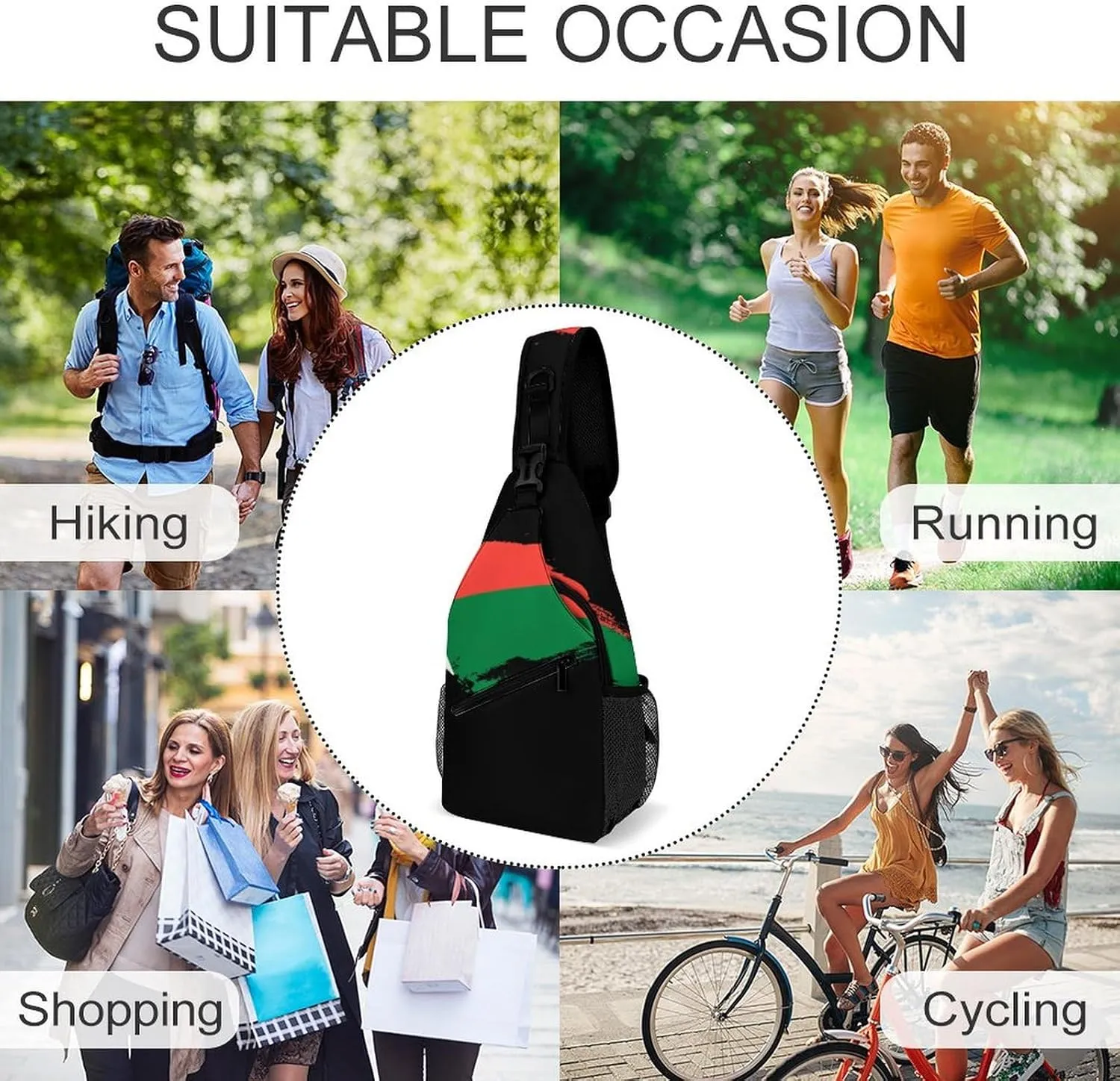 Mongolia Flag Brush Stroke Sling Bag Crossbody Chest Bag Shoulder Bag For Travel Hiking Cycling Camping