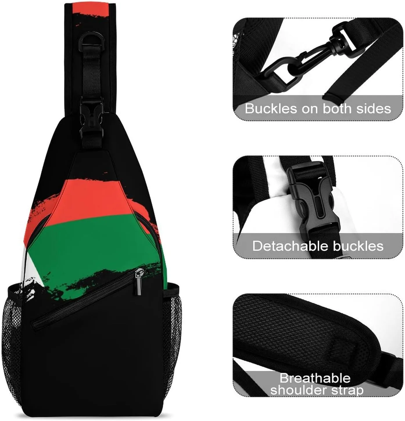 Mongolia Flag Brush Stroke Sling Bag Crossbody Chest Bag Shoulder Bag For Travel Hiking Cycling Camping