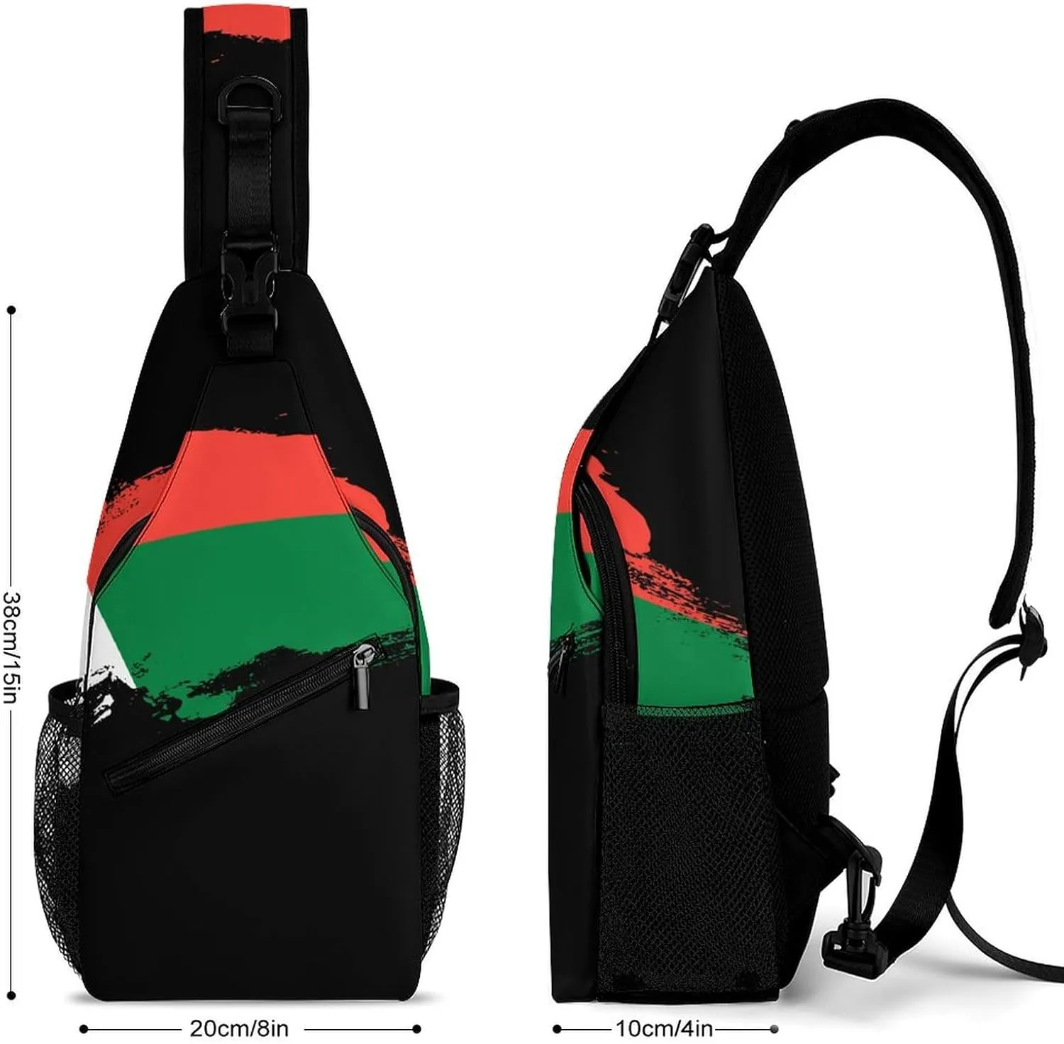Mongolia Flag Brush Stroke Sling Bag Crossbody Chest Bag Shoulder Bag For Travel Hiking Cycling Camping