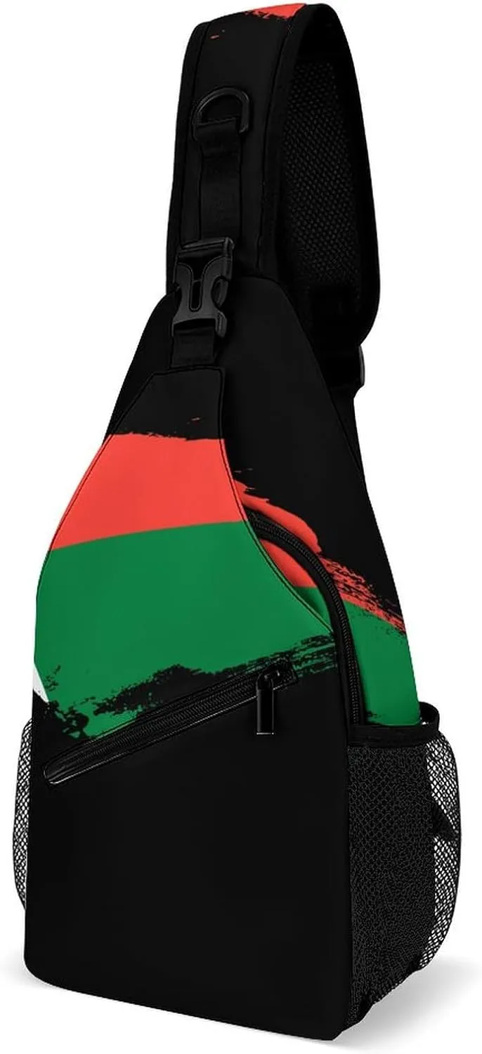 Mongolia Flag Brush Stroke Sling Bag Crossbody Chest Bag Shoulder Bag For Travel Hiking Cycling Camping
