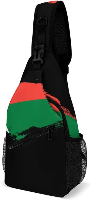Mongolia Flag Brush Stroke Sling Bag Crossbody Chest Bag Shoulder Bag For Travel Hiking Cycling Camping