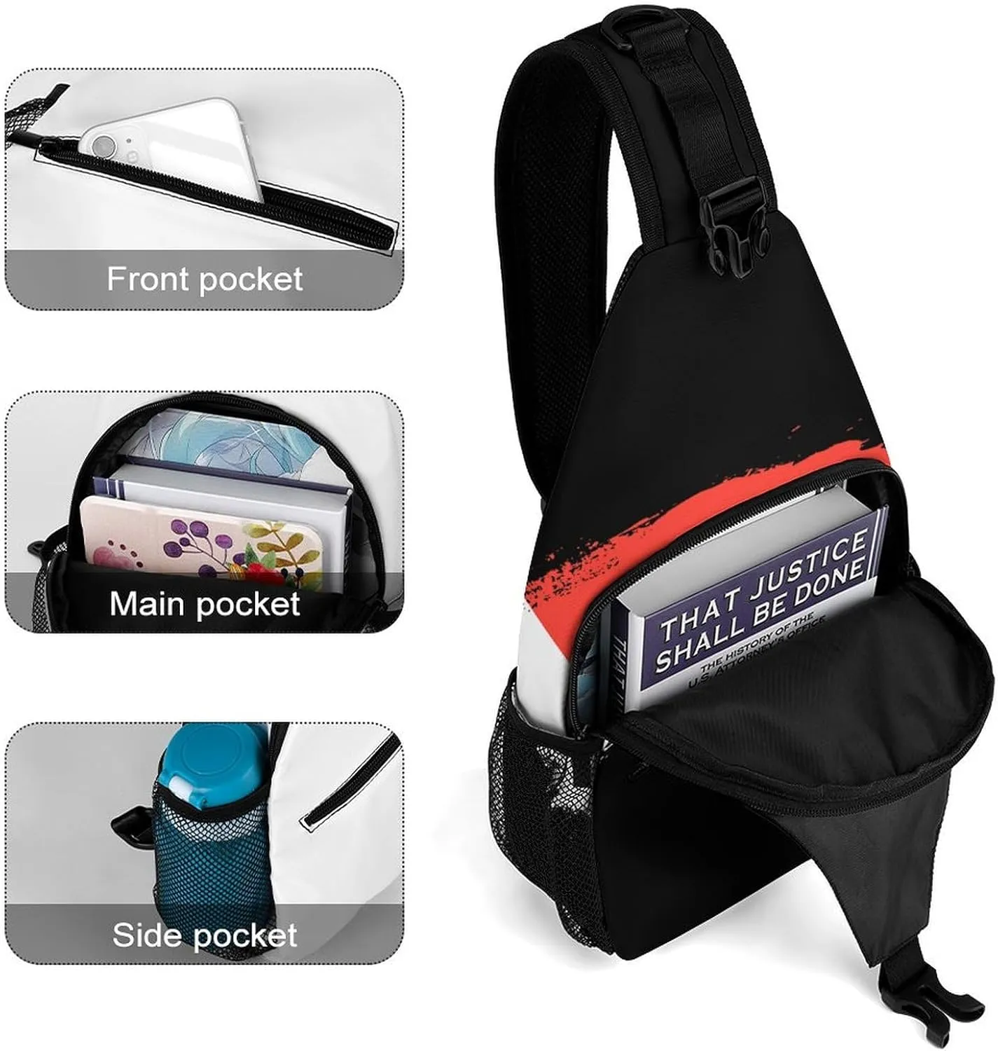 Mongolia Flag Brush Stroke Sling Bag Crossbody Chest Bag Shoulder Bag For Travel Hiking Cycling Camping