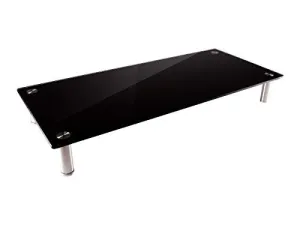 Monoprice Medium Multimedia Desktop Stand, Black Glass 25.6" x 11.0" - Stand & Riser, Laptop Stand, Desktop TV Stand, Dual Monitors w/Height Adjustable Legs - Workstream Collection