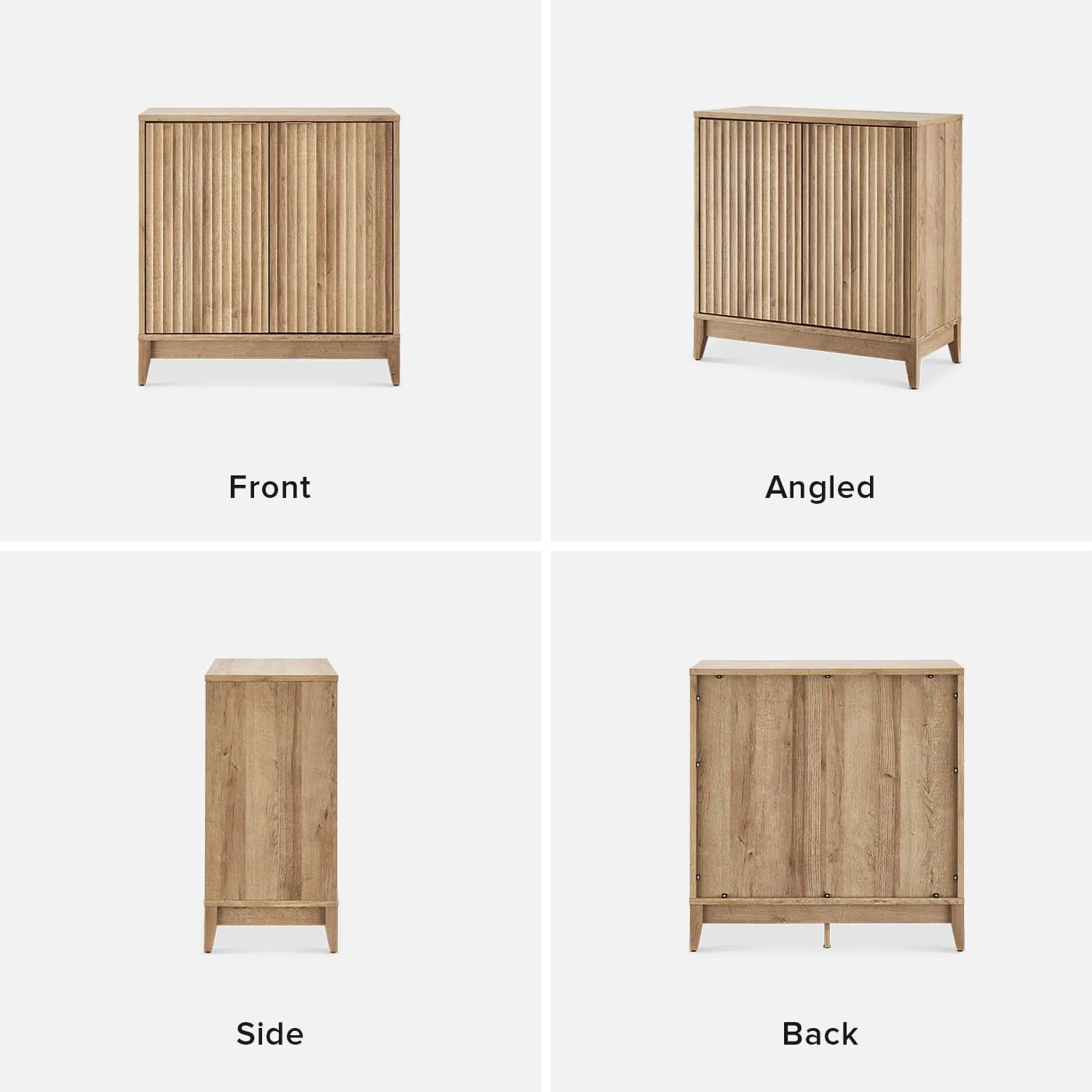 mopio Brooklyn Storage Cabinet, Modern Farmhouse Entryway Accent Case, Buffet Sideboard, Console Table, Credenza, Wood Modular Organizer with Doors & Shelf, Fluted Panel Cupboard (Oak, Single)