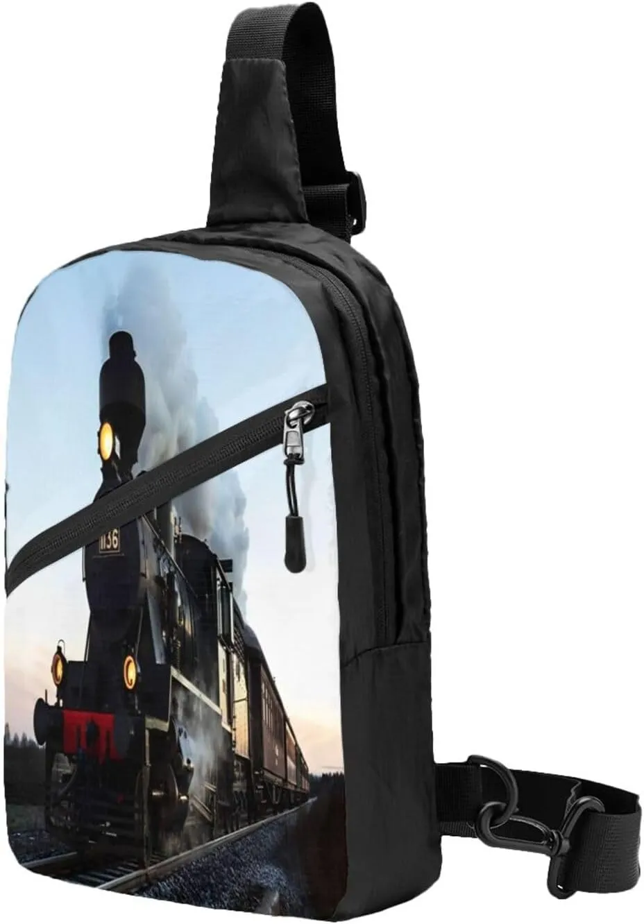 Morning Train Railroad Sling Bag for Men Women, Small Crossbody Sling Backpack Shoulder Chest Bag, Anti Theft Travel Hiking Sports