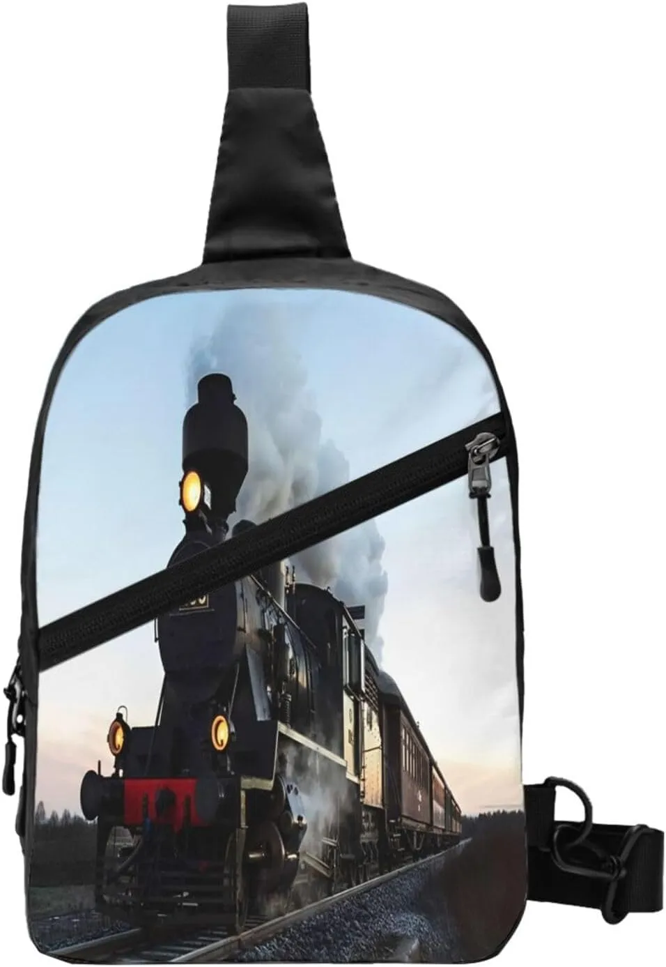 Morning Train Railroad Sling Bag for Men Women, Small Crossbody Sling Backpack Shoulder Chest Bag, Anti Theft Travel Hiking Sports