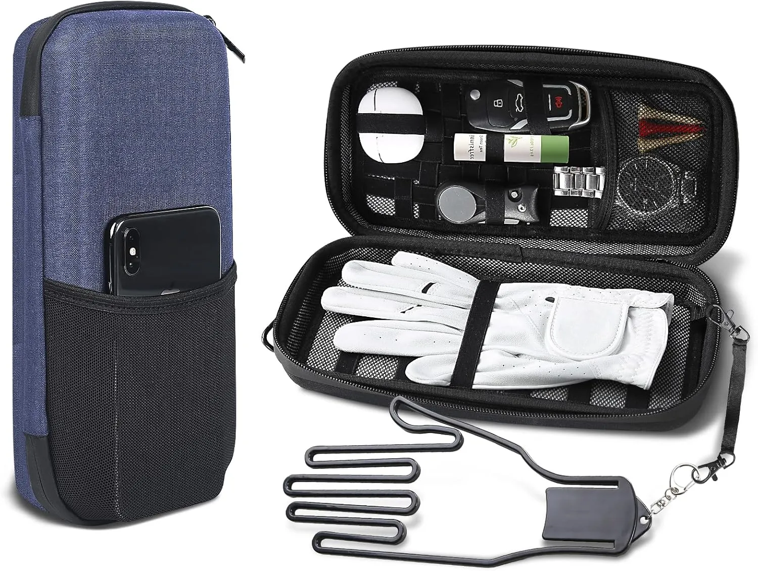 MOSLA Golf Accessory Case with Golf Bag Clip for Golfers Golf Performance Gloves Holder Case for Phone, Tees, Repair Tools, Ball Markers and Golf Essentials. Removable Golf Glove Hanger