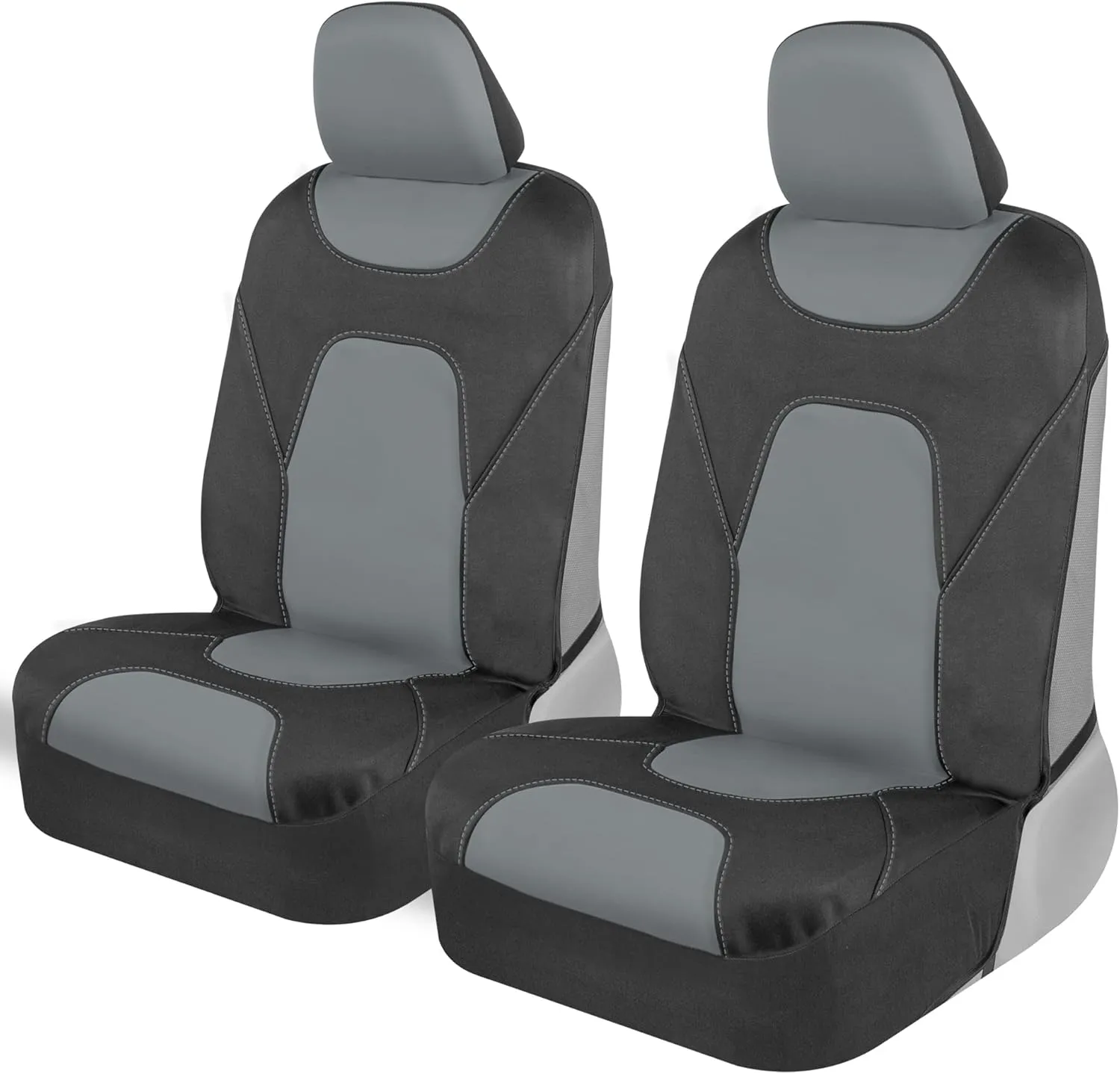 Motor Trend AquaShield Waterproof Front Seat Covers, Gray Seat Covers for Cars – Neoprene Front Car Seat Cover, SUV Seat Covers Protector - Car Interior Cover for Auto, Trucks, & Dog Owners