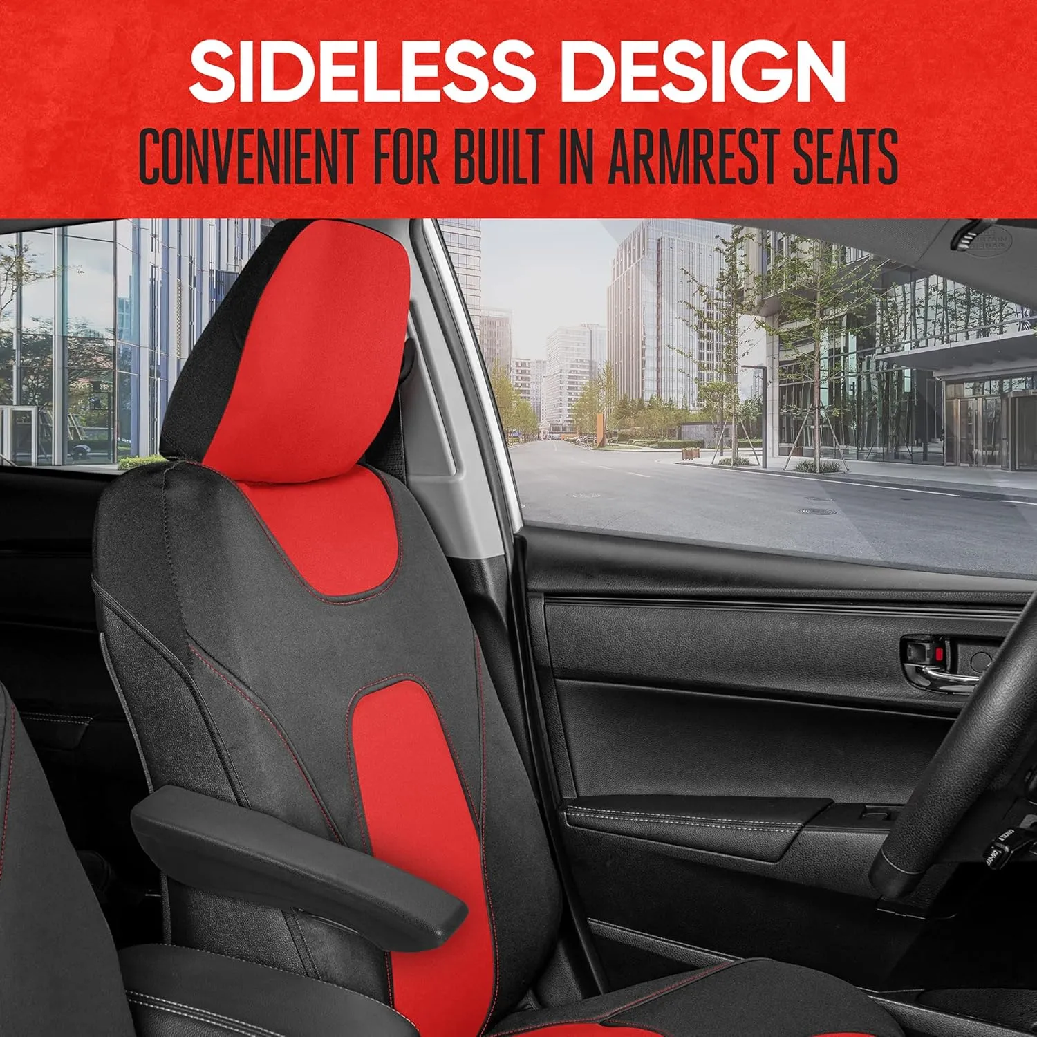 Motor Trend AquaShield Waterproof Front Seat Covers, Red Seat Covers for Cars – Neoprene Front Car Seat Cover, SUV Seat Covers Protector - Car Interior Cover for Auto, Trucks, & Dog Owners