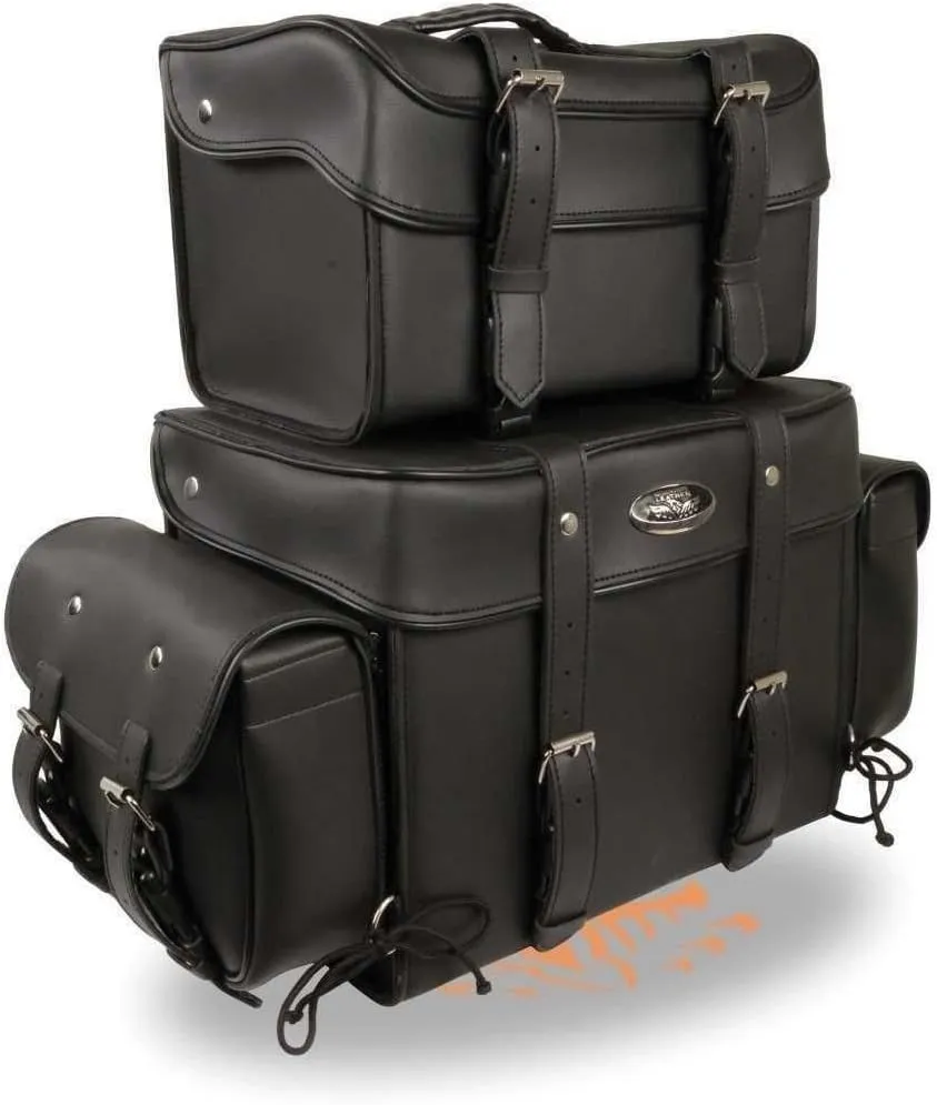 MOTORCYCLE MOTORBIKE BLACK SISSY T BAR 4 PIECE TRAVEL BAG BAR LUGGAGE BLACK NEW