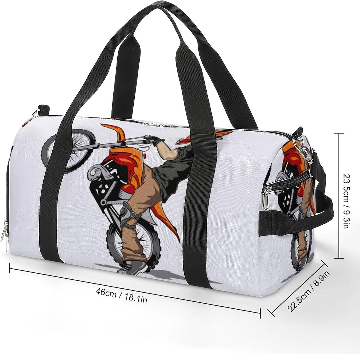 Motorcycle Racer Sports Tote Gym Bag for Women Men, Overnight Bag with Shoe Compartment Water Resistant