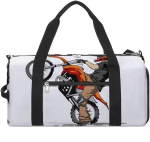 Motorcycle Racer Sports Tote Gym Bag for Women Men, Overnight Bag with Shoe Compartment Water Resistant