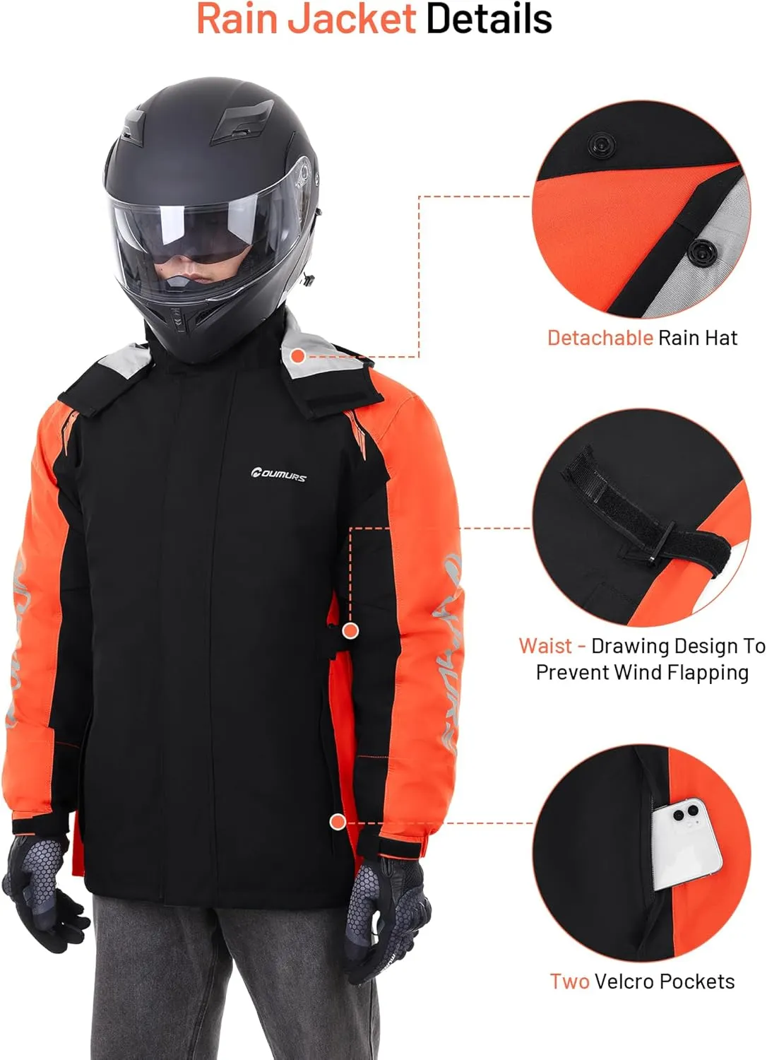 Motorcycle Rain Suit - Waterproof Jacket & Pants for Men & Women, Lightweight Nylon, Reflective, Multi-purpose for Riding, Fishing, Golf, Hunting, Camping