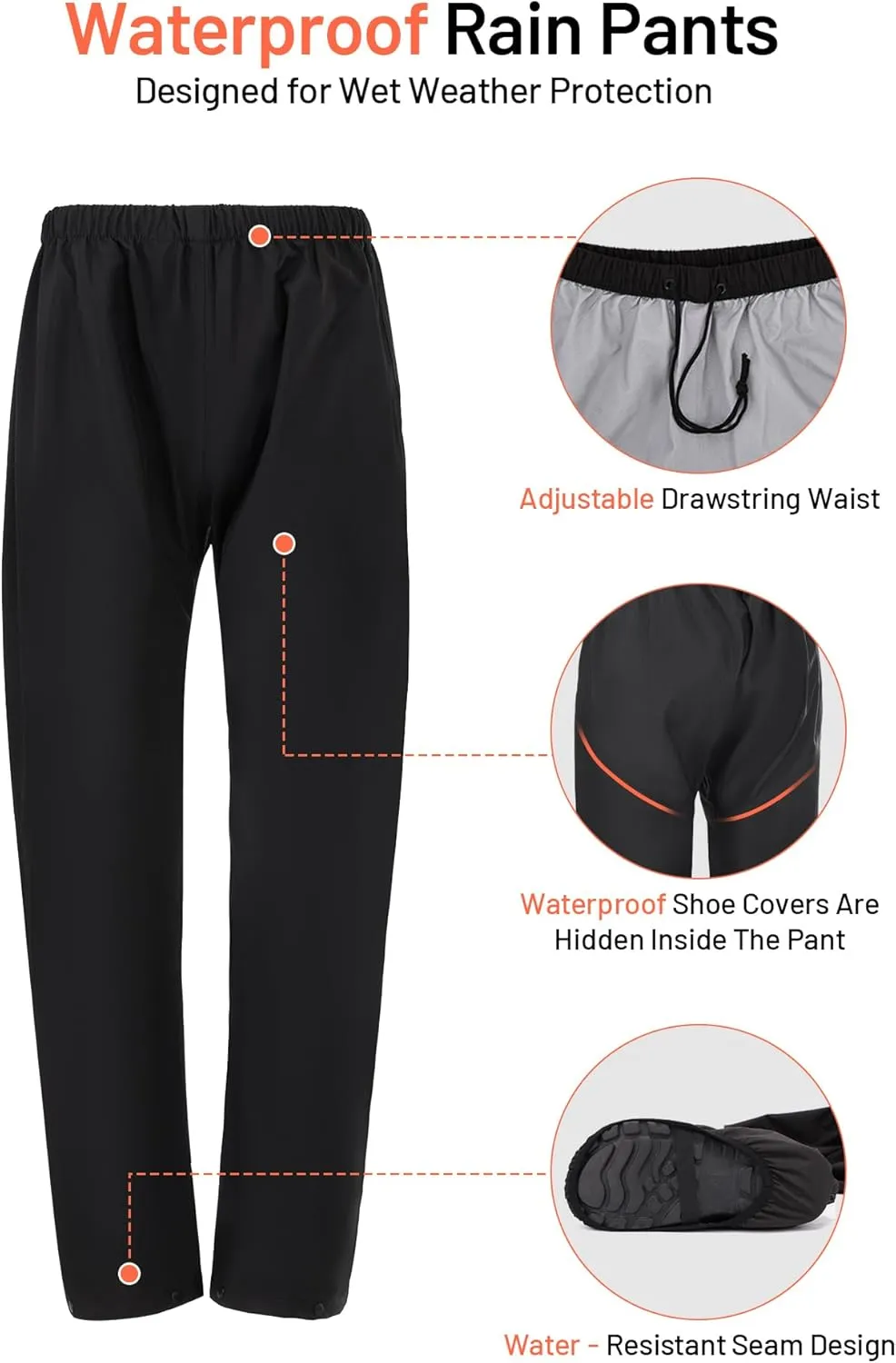 Motorcycle Rain Suit - Waterproof Jacket & Pants for Men & Women, Lightweight Nylon, Reflective, Multi-purpose for Riding, Fishing, Golf, Hunting, Camping