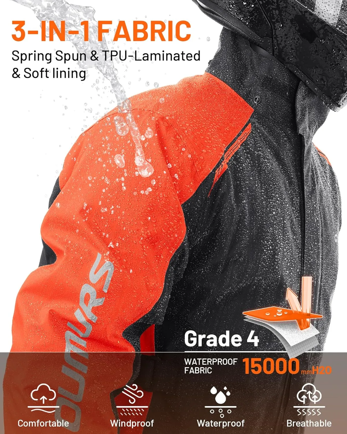Motorcycle Rain Suit - Waterproof Jacket & Pants for Men & Women, Lightweight Nylon, Reflective, Multi-purpose for Riding, Fishing, Golf, Hunting, Camping