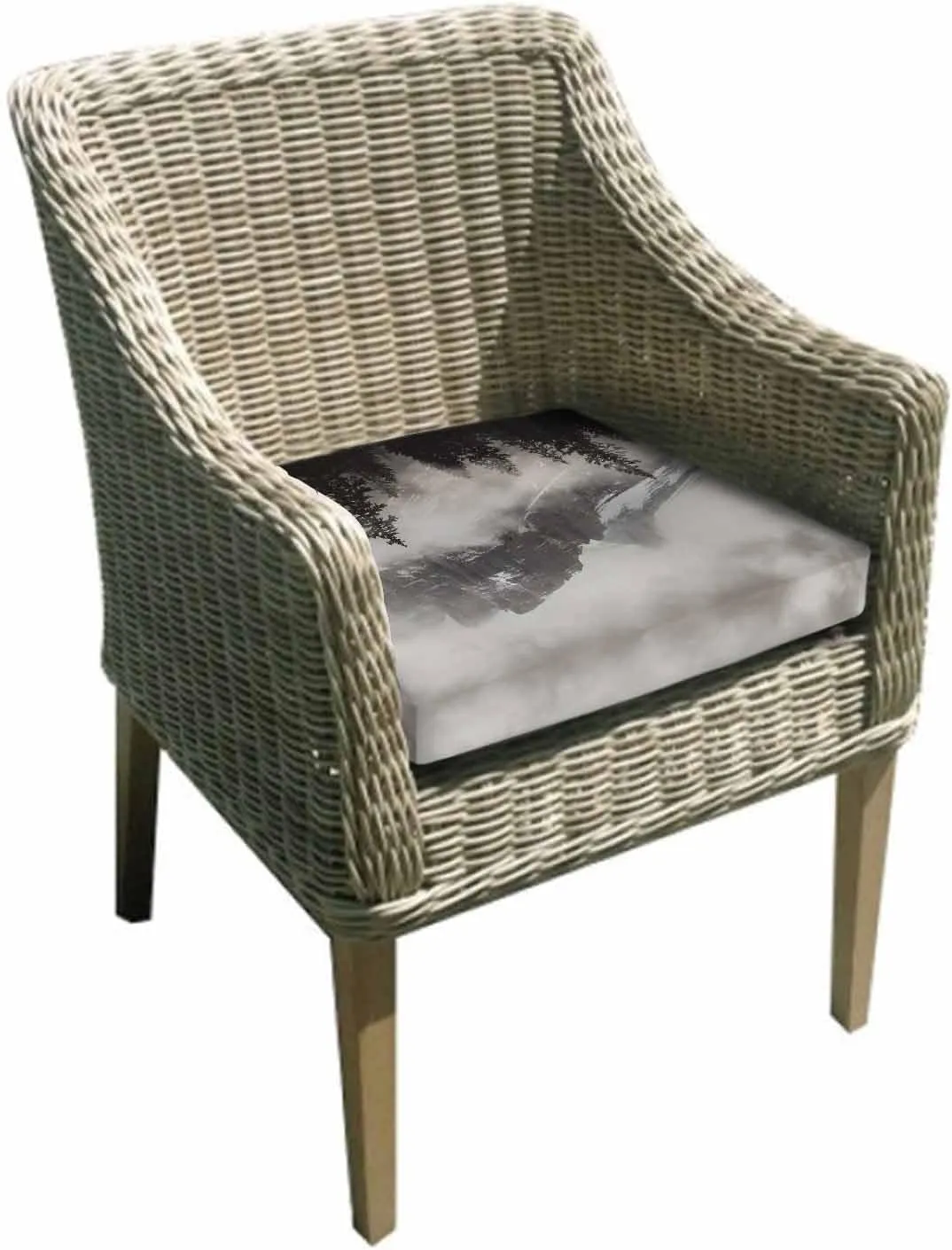 Mountains Forest Outdoor Cushion Chair Cover Set of 2 - Waterproof Couch Seat Covers, Modern Nature Fog Landscape Patio Furniture Protector Cushions Slipcovers for Sofa/RV, 20"x18"x4"
