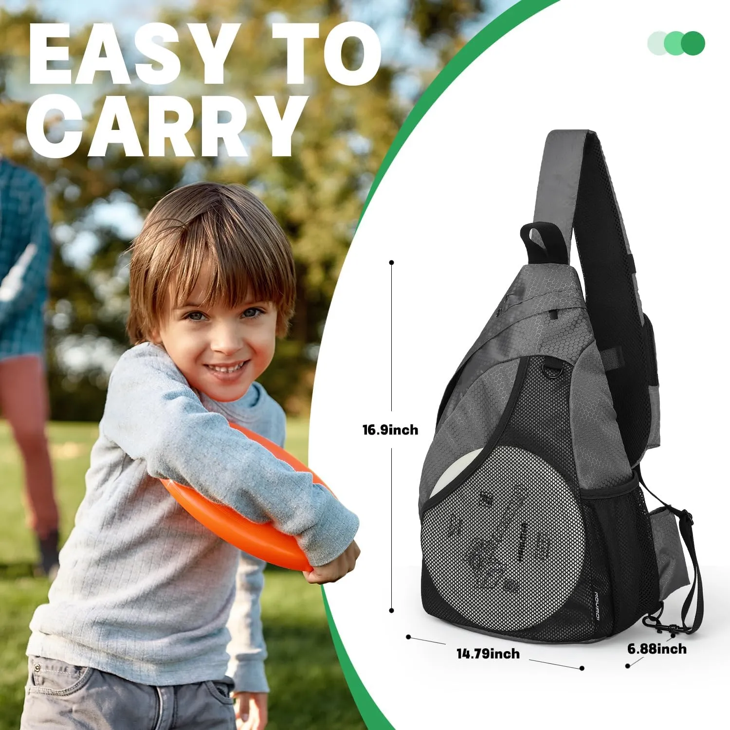 MOYAQI Disc Golf Bag with Retriever Holder and Storage Pockets, Disc Golf Backpack with 8-10 Disc Capacity, Padded Adjustable Strap and Back Panel, Lightweight and Durable