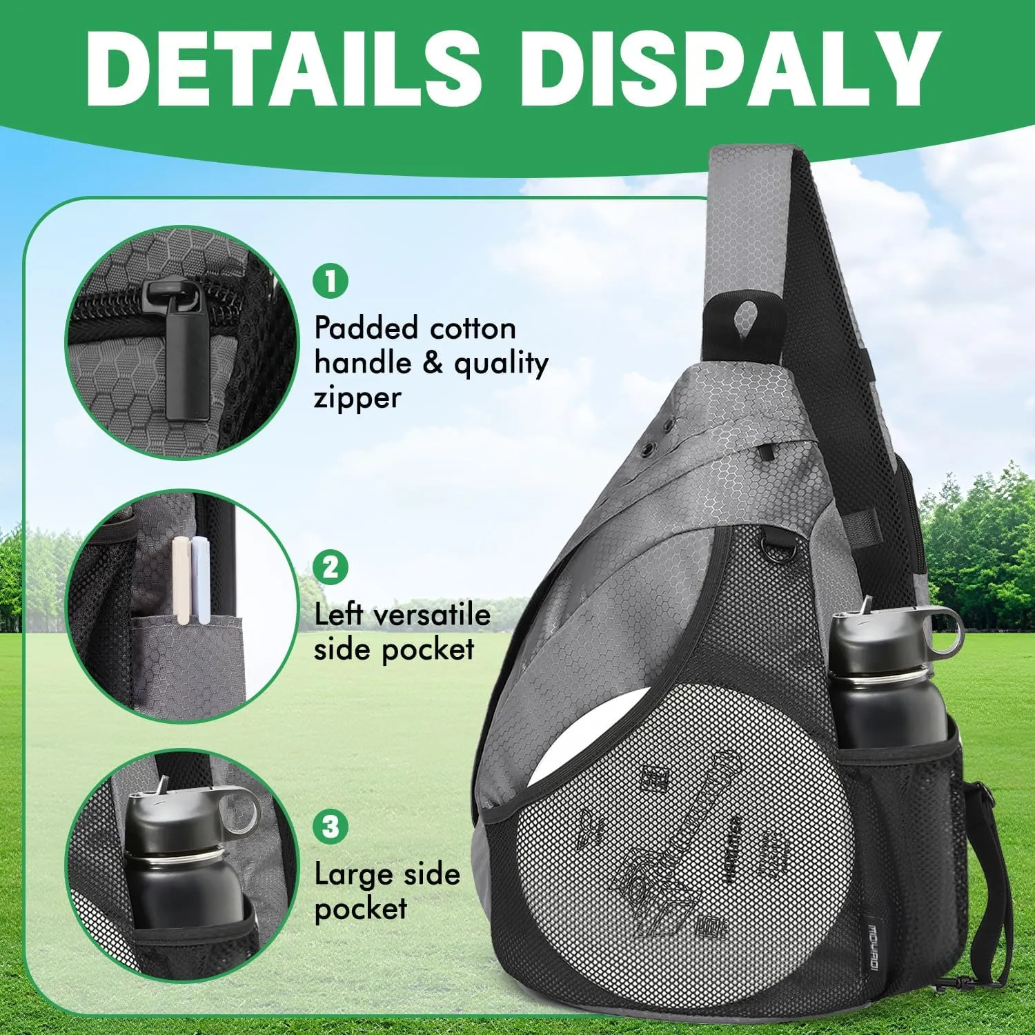 MOYAQI Disc Golf Bag with Retriever Holder and Storage Pockets, Disc Golf Backpack with 8-10 Disc Capacity, Padded Adjustable Strap and Back Panel, Lightweight and Durable