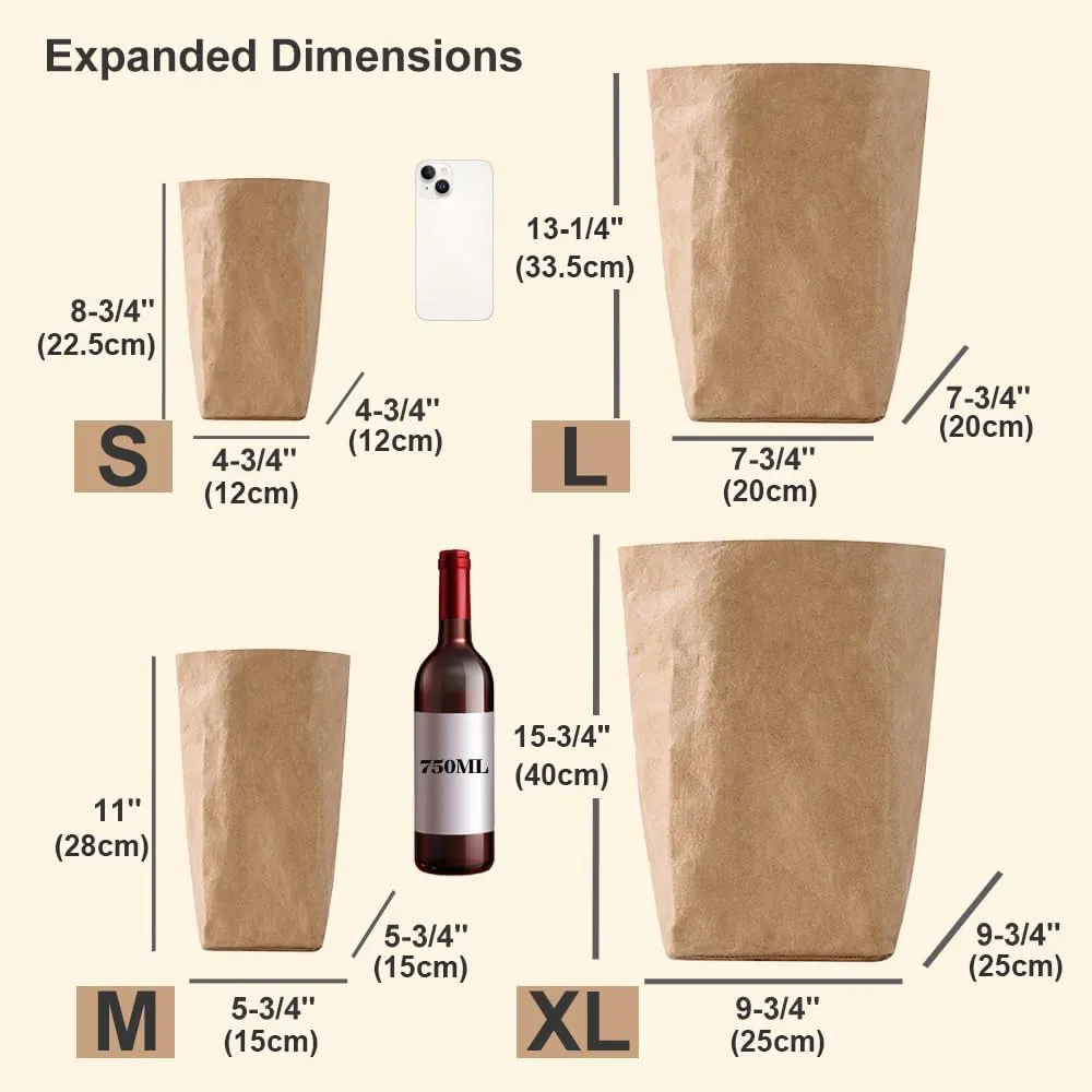 Muka 4 Pack Washable Grocery Bag, Extra Large Organizer Bag for Dining and Kitchen 9-3/4 x 9-3/4 x 15-3/4 Inch