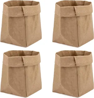 Muka 4 Pack Washable Kraft Paper Bag, Extra Large Organizer Bag for Dining and Kitchen 9-3/4 x 9-3/4 x 15-3/4 Inch
