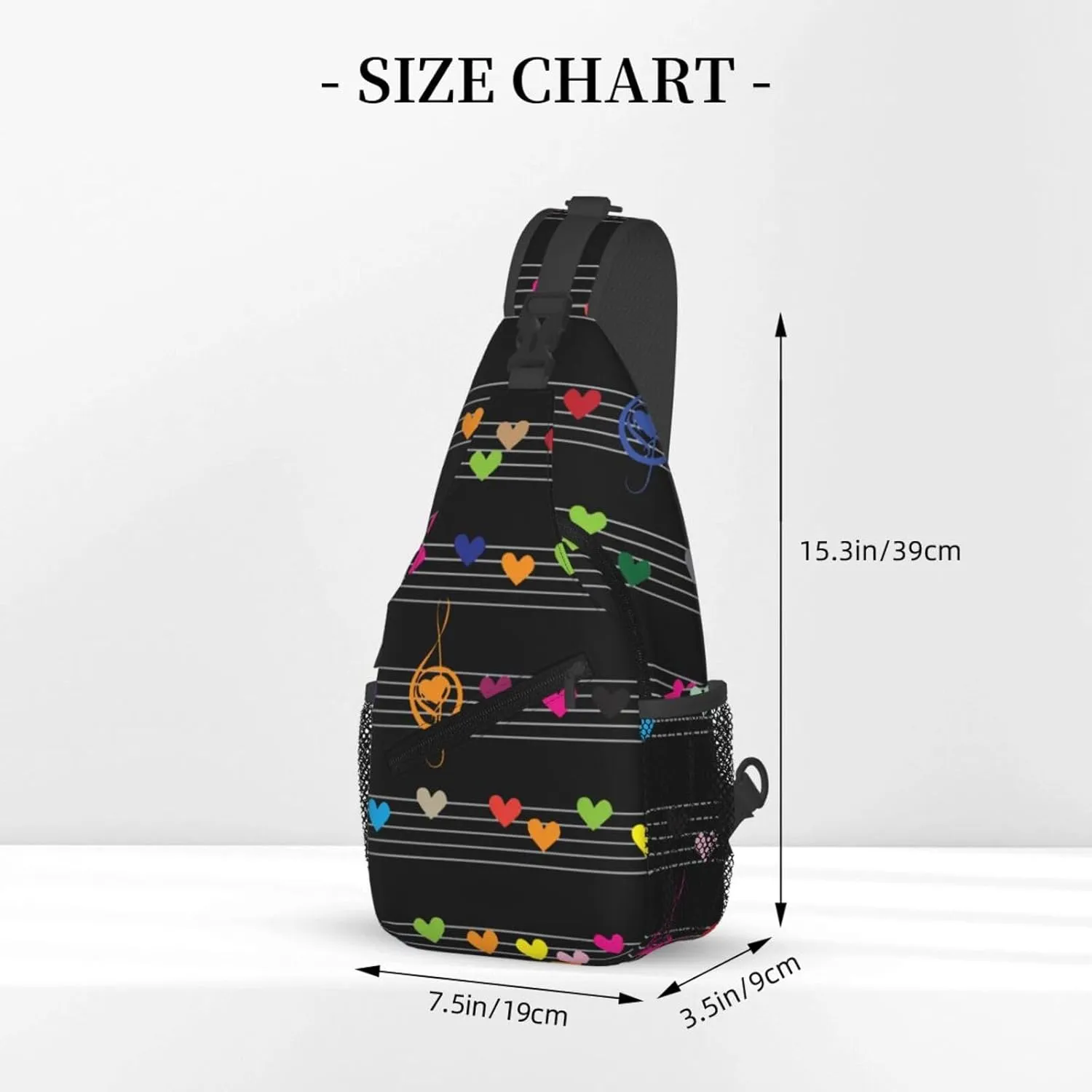 Music Crossbody Bag Music Notes Shoulder Bag Backpack Notes Sling Bag Cute Music Chest Casual Daypack Bag