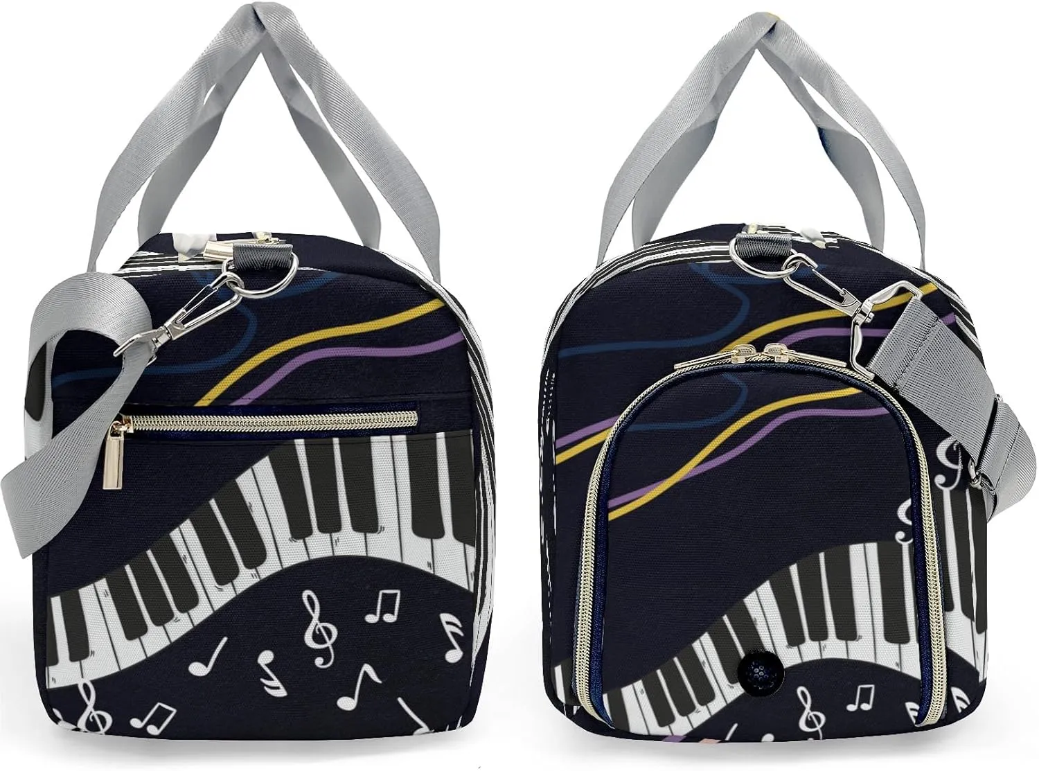Music Dream Piano Personalized Duffel Bag,Custom Travel Gym Bag with Name,Waterproof Sports Overnight Bag with Shoe Compartment & Shoulder Strap