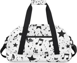 Music Notes Stars Boys Girls Gym Bag Dance Perform Training Duffel Bags Weekender Carry-On Tote Luggage Bag Ideal for School Practice or Overnight Trips