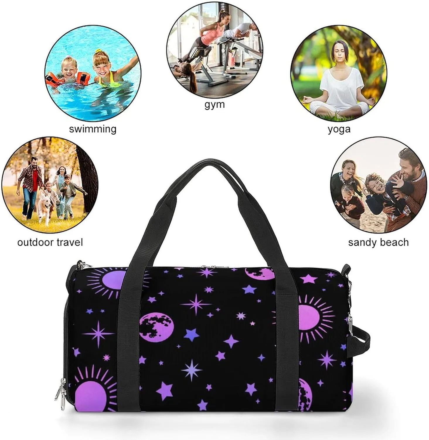 Mystical-esoteric-pattern Sports Tote Gym Bag for Women Men, Overnight Bag with Shoe Compartment Water Resistant