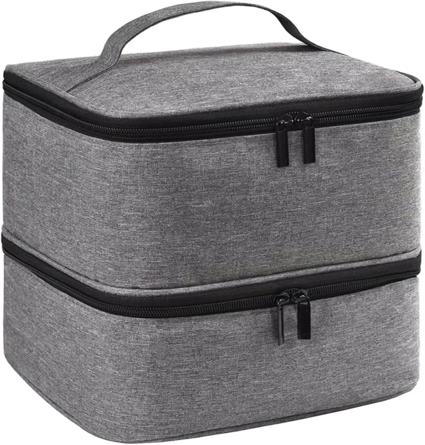 Nail Polish Carrying Case Bag – Holds 30 Bottles, Storage Organizer with Dividers – Double Layer Travel Nail Polish Holder Case for Manicure Tools, Nail Tech, DIY at Home or Salon (Gray)