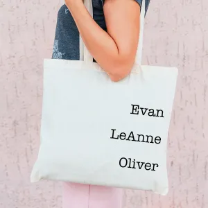 Names Personalized Tote Bag With 3 Names