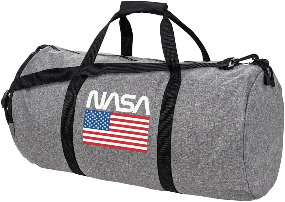 Nasa American Flag Worm Logo Lightweight Duffel Bag for Sports and Gym Packable for Travel
