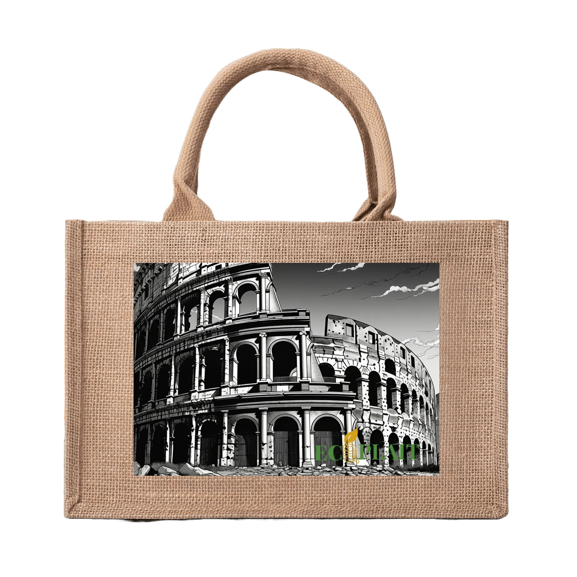 Natural Fiber Jute Tote Bag Colosseum