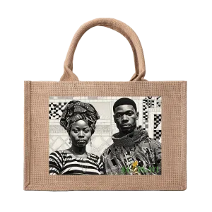 Natural Fiber Jute Tote Bag Ghanaian Kente