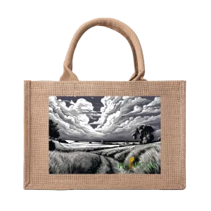 Natural Fiber Jute Tote Bag Lavender Fields