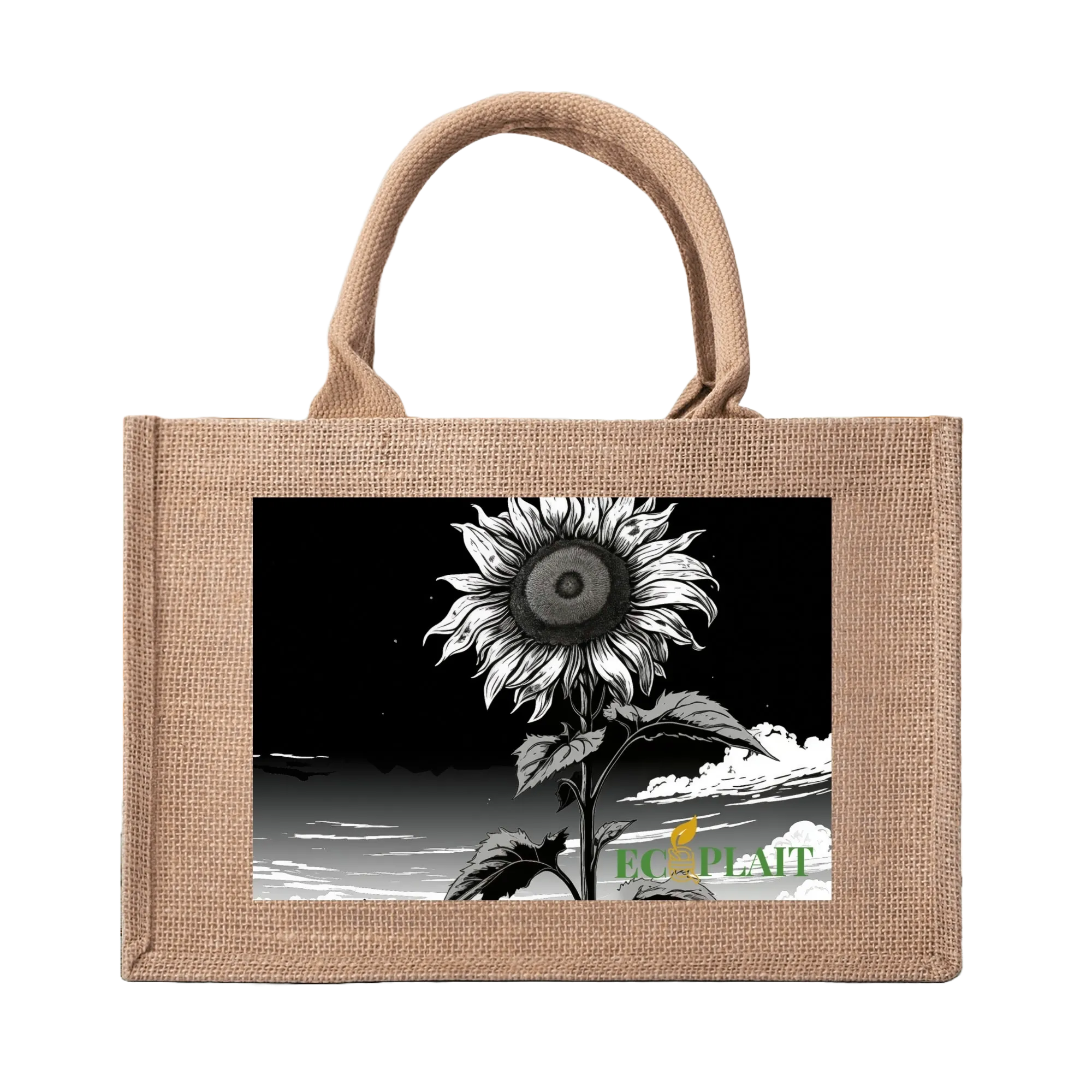 Natural Fiber Jute Tote Bag Sunflower