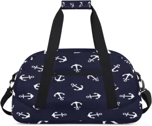 Nautical Anchor Gym Duffel Bag for Men Women Anchor Sports Tote Bag with Adjustable Shoulder Strap for Dance Gymnastics Traveling Outdoor Camping Overnight Stay