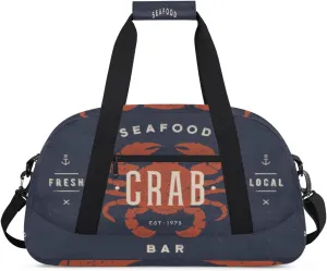 Nautical Crab Gym Duffel Bag for Men Women Hand Drawn Letters Sports Tote Bag with Adjustable Shoulder Strap for Dance Gymnastics Traveling Outdoor Camping Overnight Stay