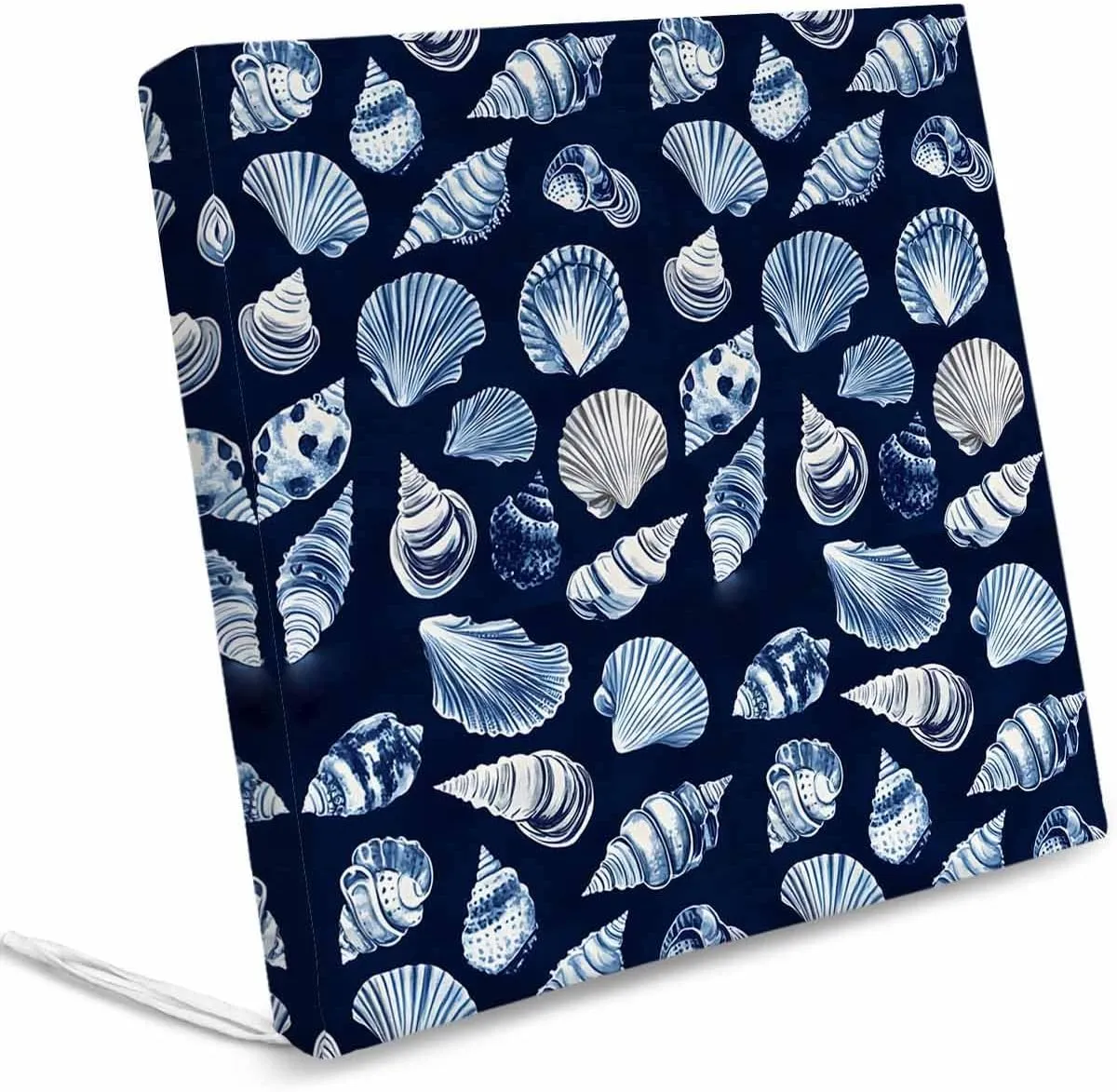 Navy Blue Coastal Outdoor Cushion Chair Cover Set of 2 - Waterproof Couch Seat Covers, Summer Beach Shell Conch Patio Furniture Protector Cushions Slipcovers for Sofa/RV, 24"x24"x4"