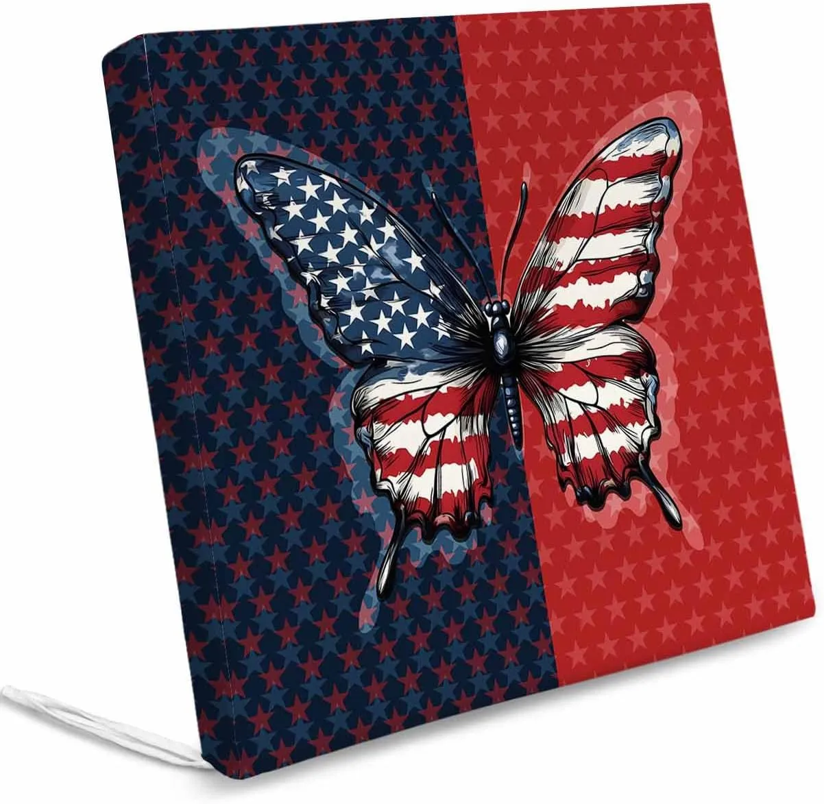Navy Blue Red Butterfly Outdoor Cushion Chair Cover Set of 2 - Waterproof Couch Seat Covers, Stars Modern Abstract Art Patio Furniture Protector Cushions Slipcovers for Sofa/RV, 22"x20"x4"