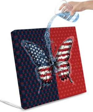 Navy Blue Red Butterfly Outdoor Cushion Chair Cover Set of 2 - Waterproof Couch Seat Covers, Stars Modern Abstract Art Patio Furniture Protector Cushions Slipcovers for Sofa/RV, 22"x20"x4"