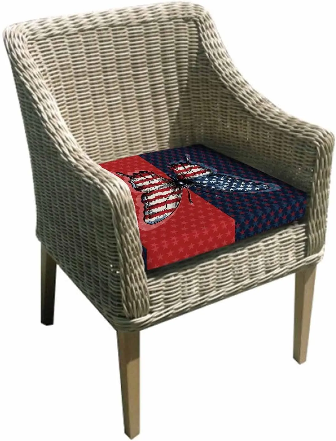 Navy Blue Red Butterfly Outdoor Cushion Chair Cover Set of 2 - Waterproof Couch Seat Covers, Stars Modern Abstract Art Patio Furniture Protector Cushions Slipcovers for Sofa/RV, 22"x20"x4"