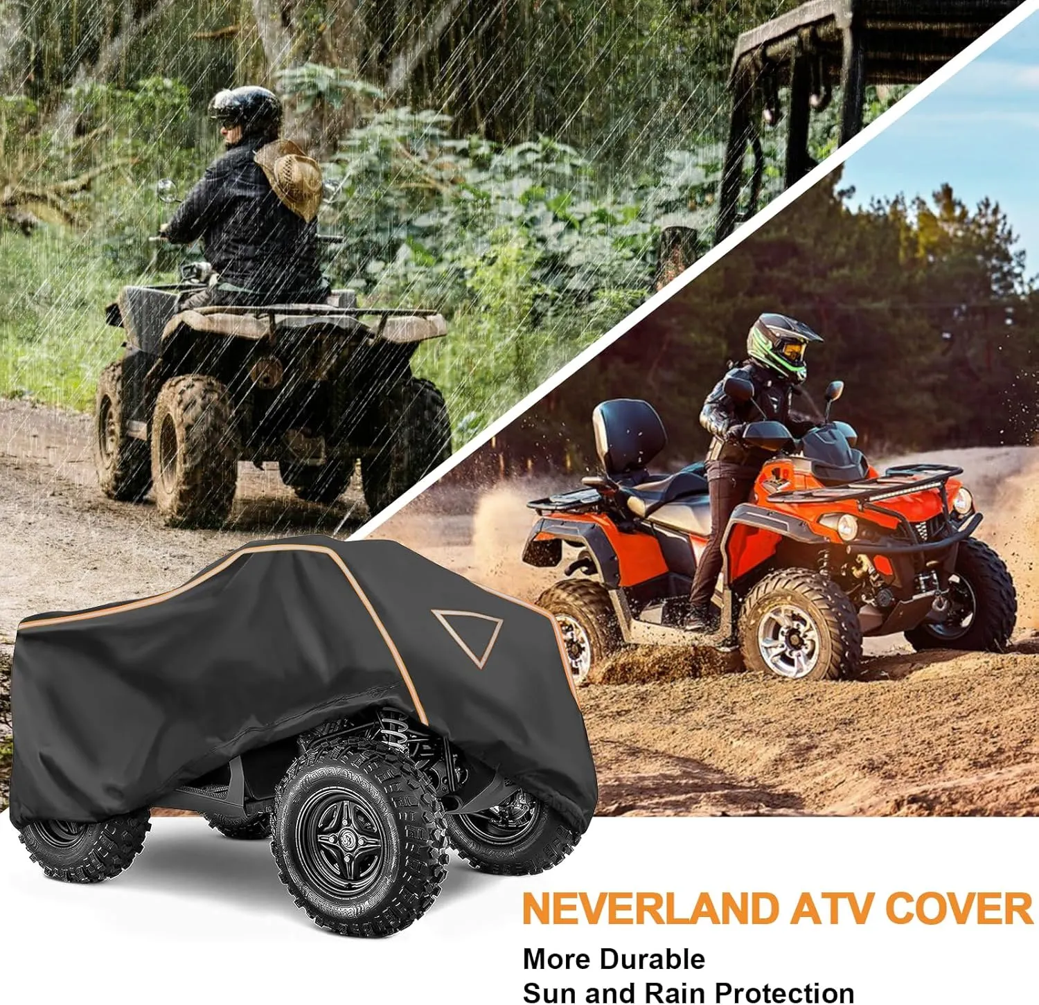 Neverland ATV Cover Waterproof Outdoor Heavy Duty ATV Covers Dustproof Anti-UV 4 Wheeler Cover All Weather Protection Four Wheeler Cover for Polaris Yamaha Suzuki Honda (Black XLarge)